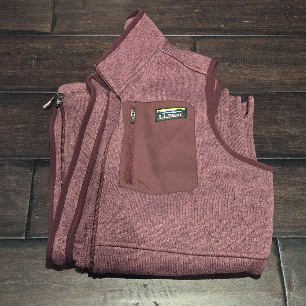 L.L. Bean Burgundy Fleece Vest